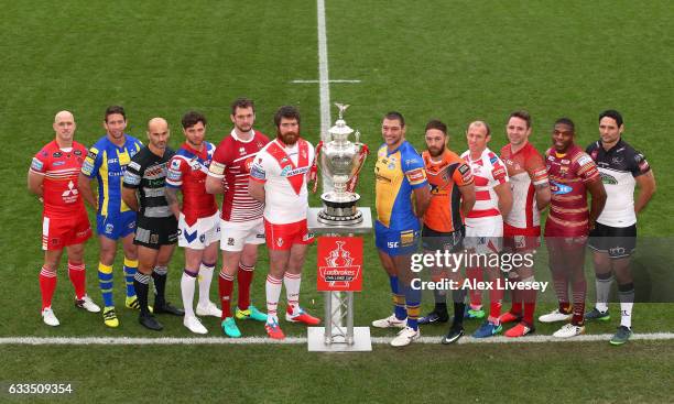 Super League players Michael Dobson of Salford Red Devils, Kurt Gidley of Warrington Wolves, Danny Houghton of Hull FC, Scott Grix of Wakefield...