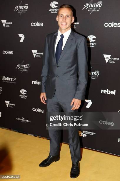 Ryan Gregson for Team Australia seen arriving for the Nitro Athletics Melbourne Gala Dinner on February 2, 2017 in Melbourne, Australia. PHOTOGRAPH...