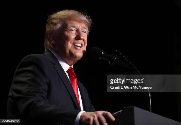 President Donald Trump delivers remarks at the National Prayer Breakfast February 2, 2017 in Washington, DC. Every U.S. President since Dwight...