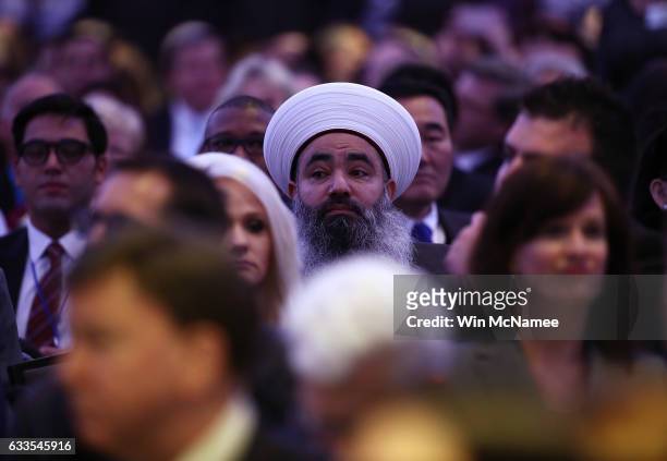 Attendees listen to remarks at the National Prayer Breakfast where U.S. President Donald Trump spoke February 2, 2017 in Washington, DC. Every U.S....