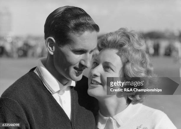 Bob Charles of New Zealand and his wife Verity after he won the 1963 Open Championship at Royal Lytham & St Annes Golf Club in Lytham St Annes,...