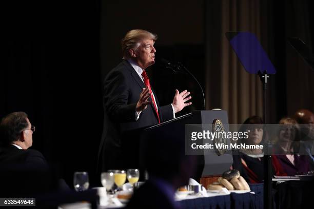 President Donald Trump delivers remarks at the National Prayer Breakfast February 2, 2017 in Washington, DC. Every U.S. President since Dwight...