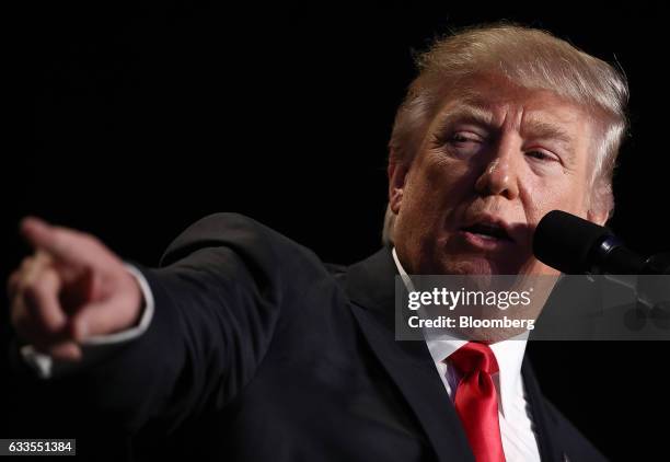 President Donald Trump speaks during the National Prayer Breakfast in Washington, D.C., U.S., on Thursday, Feb. 2, 2017. For the first time in...