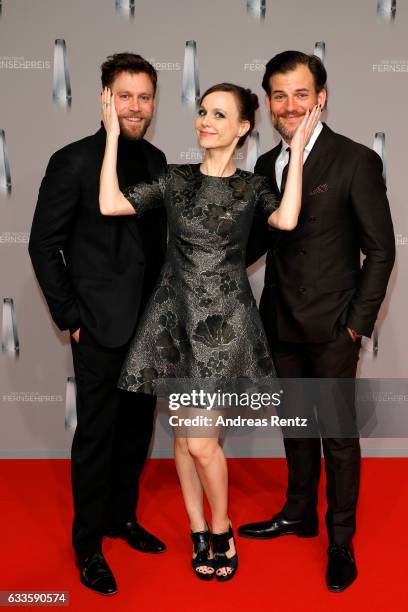Ken Duken, Nadja Becker and Torben Liebrecht attend the German Television Award at Rheinterrasse on February 2, 2017 in Duesseldorf, Germany.