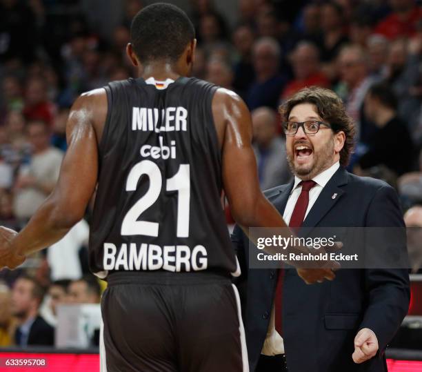 Andrea Trincheri, Head Coach of Brose Bamberg in action during the 2016/2017 Turkish Airlines EuroLeague Regular Season Round 21 game between Brose...