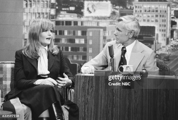 Pictured: Actress Valerie Perrine during an interview with Host Johnny Carson on November 3rd, 1975 --