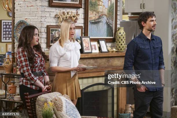 And the Jessica Shmessica" -- Pictured: Max Black , Caroline Channing and Bobby . When Bobby invites Caroline to a party to meet his family, she is...