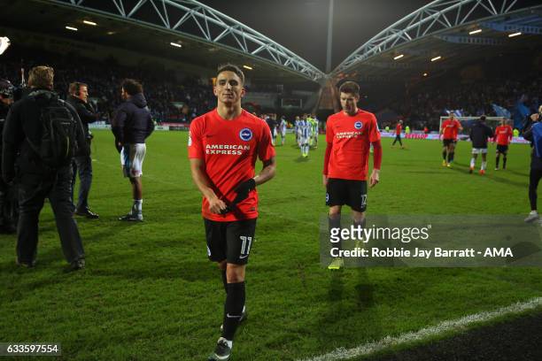 Anthony Knockhaert of Brighton & Hove Albion walks off the pitch dejected at full time during the Sky Bet Championship match between Huddersfield...