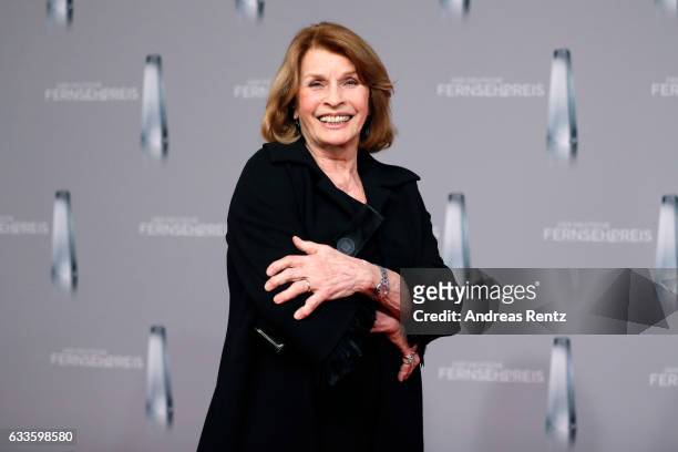 Senta Berger poses with her award at the German Television Award at Rheinterrasse on February 2, 2017 in Duesseldorf, Germany.