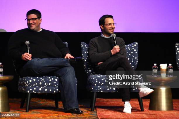 Co-creators and executive producers Adam Horowitz and Edward Kitsis speak on stage during "Once Upon A Time" press junket on Day One of aTVfest 2017...