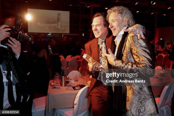 Lars Eidinger and Thomas Gottschalk attend the German Television Award at Rheinterrasse on February 2, 2017 in Duesseldorf, Germany.