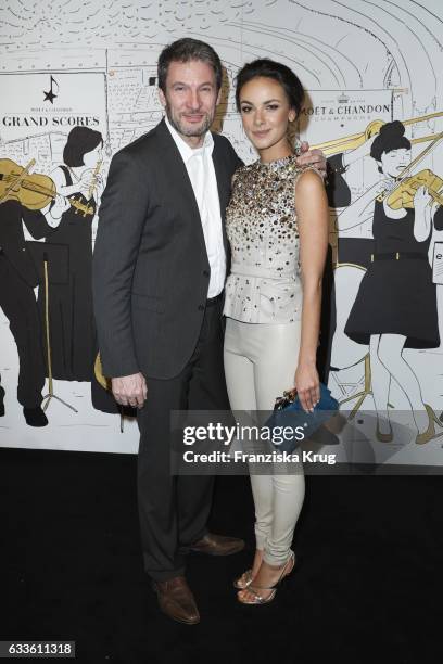 Janina Uhse and Dieter Bach attend Moet & Chandon Grand Scores 2017 at Umspannwerk on February 2, 2017 in Berlin, Germany.