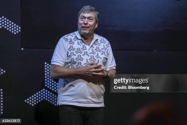 Guenter Butschek, chief executive officer of Tata Motors Ltd., speaks during a news conference in Mumbai, India, on Thursday, Feb. 2, 2017. Tata,...