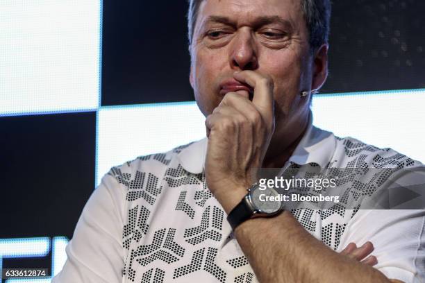 Guenter Butschek, chief executive officer of Tata Motors Ltd., pauses during a news conference in Mumbai, India, on Thursday, Feb. 2, 2017. Tata,...