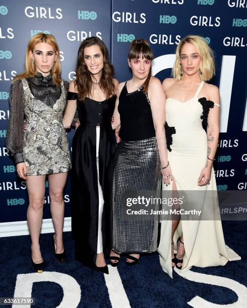 Zosia Mamet, Allison Williams, Lena Dunham and Jemima Kirke attend The New York Premiere Of The Sixth & Final Season Of "Girls" at Alice Tully Hall,...