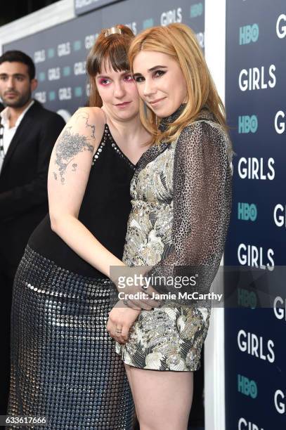 Lena Dunham and Zosia Mamet attend The New York Premiere Of The Sixth & Final Season Of "Girls" at Alice Tully Hall, Lincoln Center on February 2,...
