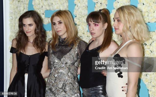 Actresses Allison Williams, Zosia Mamet, Lena Dunham and Jemima Kirke attend the the New York premiere of the sixth and final season of "Girls" at...