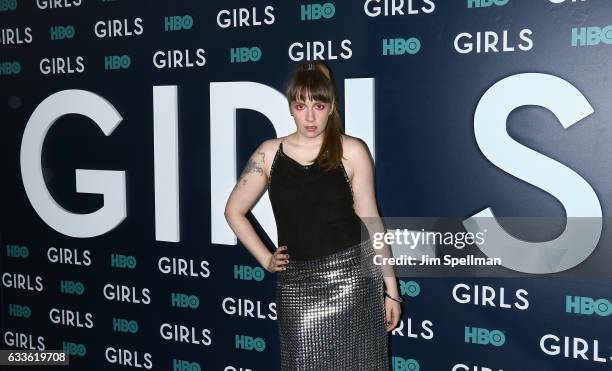 Actress Lena Dunham attends the the New York premiere of the sixth and final season of "Girls" at Alice Tully Hall, Lincoln Center on February 2,...