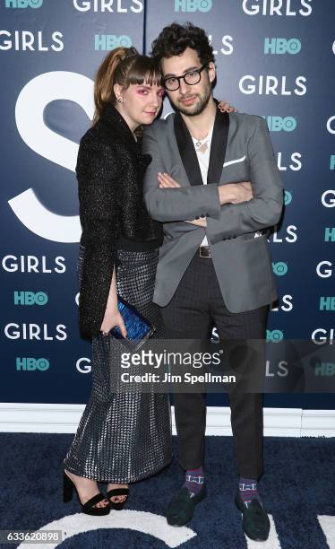 Actress Lena Dunham and musician Jack Antonoff attend the the New York premiere of the sixth and final season of "Girls" at Alice Tully Hall, Lincoln...