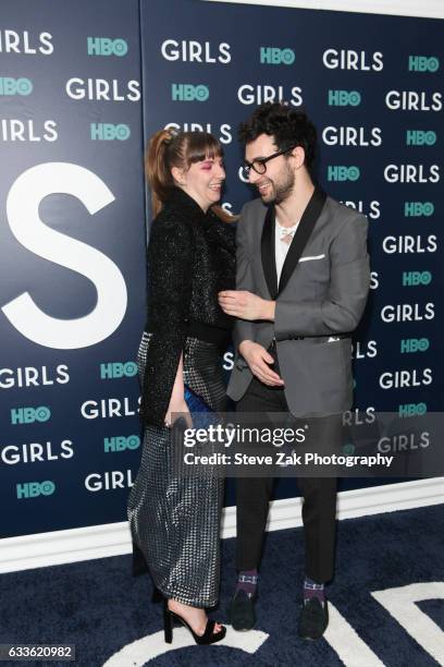 Jack Antonoff and Lena Dunham attend the New York premiere of the sixth and final season Of 'Girls' at Alice Tully Hall, Lincoln Center on February...