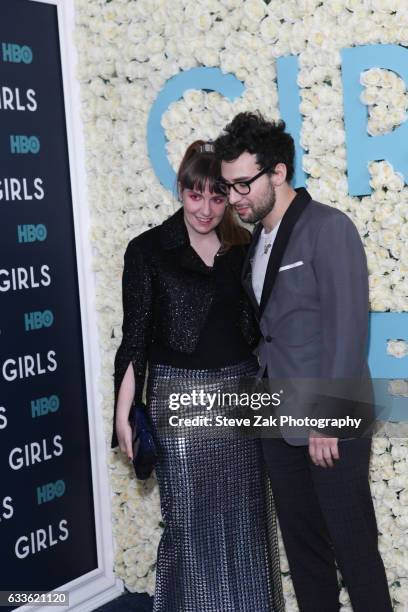 Jack Antonoff and Lena Dunham attend the New York premiere of the sixth and final season Of 'Girls' at Alice Tully Hall, Lincoln Center on February...