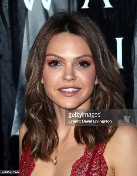Actress Aimee Teegarden attends a screening of Paramount Pictures' "Rings" at Regal LA Live Stadium 14 on February 2, 2017 in Los Angeles, California.