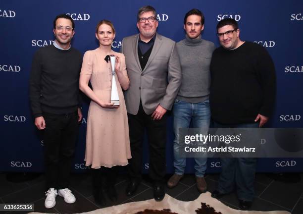 Co-creator and executive producer Edward Kitsis, actress Jennifer Morrison with her Spotlight Award, TV Guide Magazine's Jim Halterman, actor Colin...