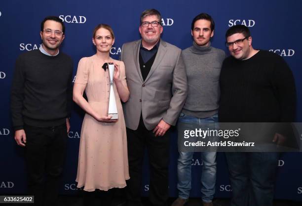 Co-creator and executive producer Edward Kitsis, actress Jennifer Morrison with her Spotlight Award, TV Guide Magazine's Jim Halterman, actor Colin...