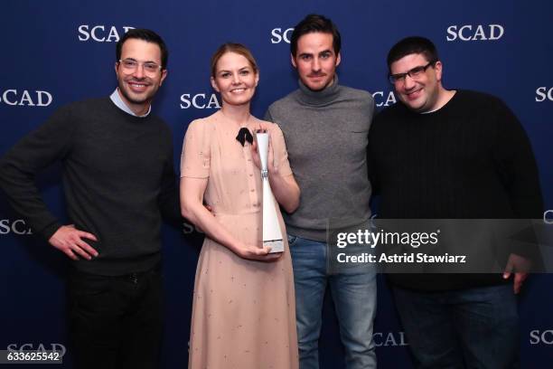 Co-creator and executive producer Edward Kitsis, actress Jennifer Morrison with her Spotlight Award, actor Colin O'Donoghue and Co-creator and...