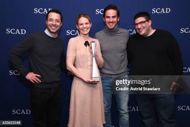Co-creator and executive producer Edward Kitsis, actress Jennifer Morrison with her Spotlight Award, actor Colin O'Donoghue and Co-creator and...