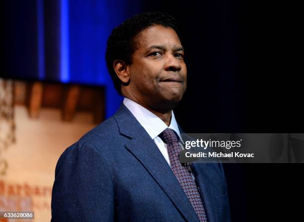 Actor Denzel Washington appears onstage before receiving the Maltin Modern Master Award at The Santa Barbara International Film Festival on February...