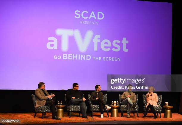 Jim Halterman, Adam Horowitz, Edward Kitsis, Colin O'Donoghue, and Jennifer Morrison attend 'Once Upon A Time' screening at 5th Annual aTVfest on...