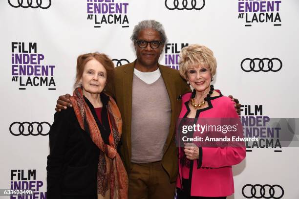 Actress Katharine Houghton, film critic Elvis Mitchell and actress Karen Sharpe Kramer attend the Film Independent Screening and Q&A of "Guess Who's...