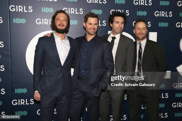 Ebon Moss-Bachrach, Andrew Rannells, Alex Karpovsky and Jon Glaser attend The New York Premiere of the Sixth & Final Season of "Girls" at Alice Tully...