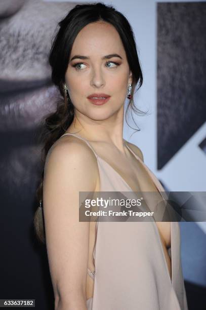 Actress Dakota Johnson attends the premiere of Universal Pictures' 'Fifty Shades Darker' at The Theatre at Ace Hotel on February 2, 2017 in Los...