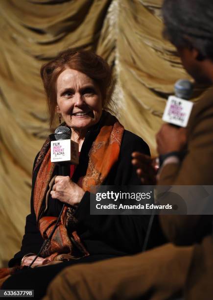 Actress Katharine Houghton and film critic Elvis Mitchell attend the Film Independent Screening and Q&A of "Guess Who's Coming To Dinner" at LACMA on...