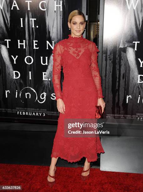 Actress Matilda Lutz attends a screening of "Rings" at Regal LA Live Stadium 14 on February 2, 2017 in Los Angeles, California.