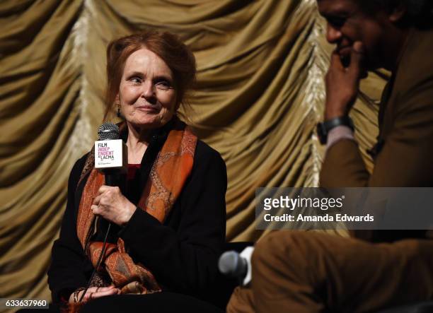 Actress Katharine Houghton and film critic Elvis Mitchell attend the Film Independent Screening and Q&A of "Guess Who's Coming To Dinner" at LACMA on...