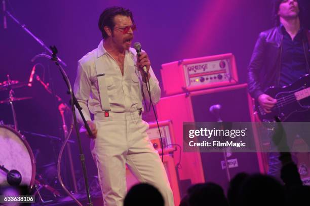 Jesse Hughes and Matt McJunkins perform at the "Eagles of Death Metal: Nos Amis " premiere from HBO & Live Nation Productions on February 2, 2017 in...