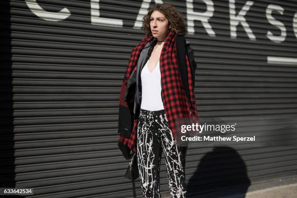 Molly Obrien is seen attending Loris Diran/Bode/Combatant Gentlemen while wearing Rag and bone pants, American Apparel top and Athleta scarf on...
