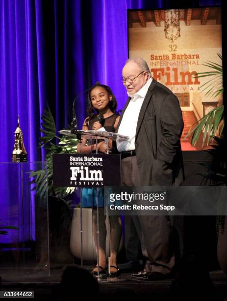 Actress Saniyya Sidney and actor Stephen Henderson attendthe Maltin Modern Master Award tribute during the 32nd Santa Barbara International Film...