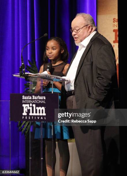 Actress Saniyya Sidney and actor Stephen Henderson attendthe Maltin Modern Master Award tribute during the 32nd Santa Barbara International Film...