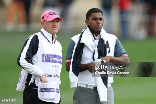 Amateur Rayhan Thomas of India looks down the 1st hole during the second round of the Omega Dubai Desert Classic at Emirates Golf Club on February 3,...