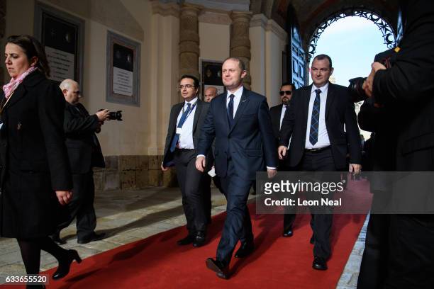 Prime Minister of Malta Joseph Muscat arrives at the Malta Informal Summit on February 3, 2017 in Valletta, Malta. Theresa May attends an informal...