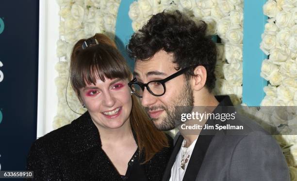 Actress Lena Dunham and musician Jack Antonoff attend the the New York premiere of the sixth and final season of "Girls" at Alice Tully Hall, Lincoln...