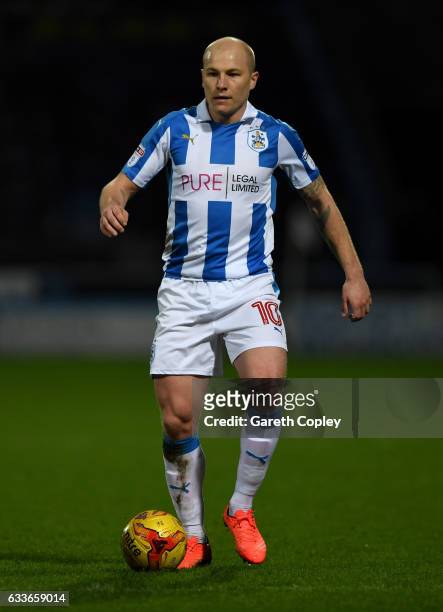 Aaron Mooy of Huddersfield during the Sky Bet Championship match between Huddersfield Town and Brighton & Hove Albion at Galpharm Stadium on February...