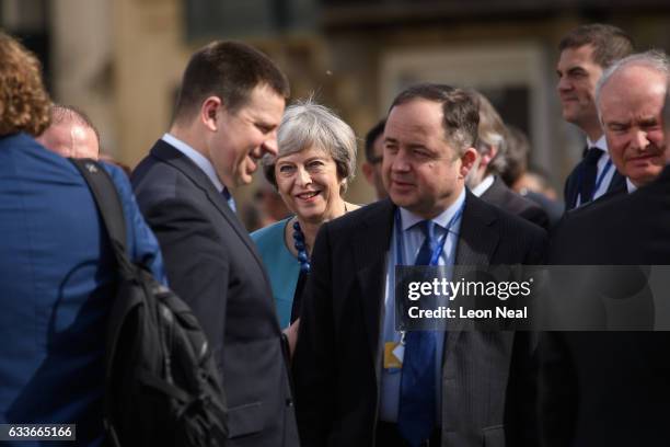 British Prime Minister Theresa May arrives for the family photo at the EU Inormal Summit on February 3, 2017 in Valletta, Malta. Theresa May attends...