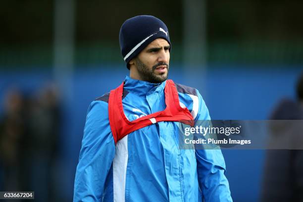 Riyad Mahrez during the Leicester City training session at Belvoir Drive Training Complex on February 03 , 2017 in Leicester, United Kingdom.