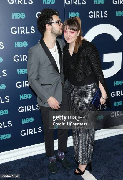 Musician Jack Antonoff and actress Lena Dunham attend The New York Premiere Of The Sixth & Final Season Of "Girls" at Alice Tully Hall, Lincoln...