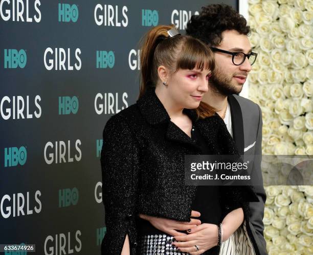 Actress Lena Dunham and musician Jack Antonoff attend The New York Premiere Of The Sixth & Final Season Of "Girls" at Alice Tully Hall, Lincoln...